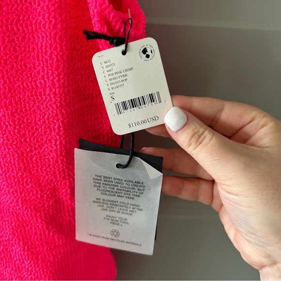 NWT Free People It’s Now Cool Low Back One Piece Swimsuit Neon Pink Crimp - Picture 6 of 7